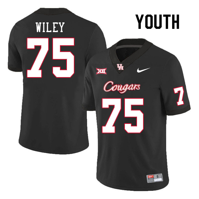 Youth #75 Jake Wiley Houston Cougars College Football Jerseys Stitched-Black